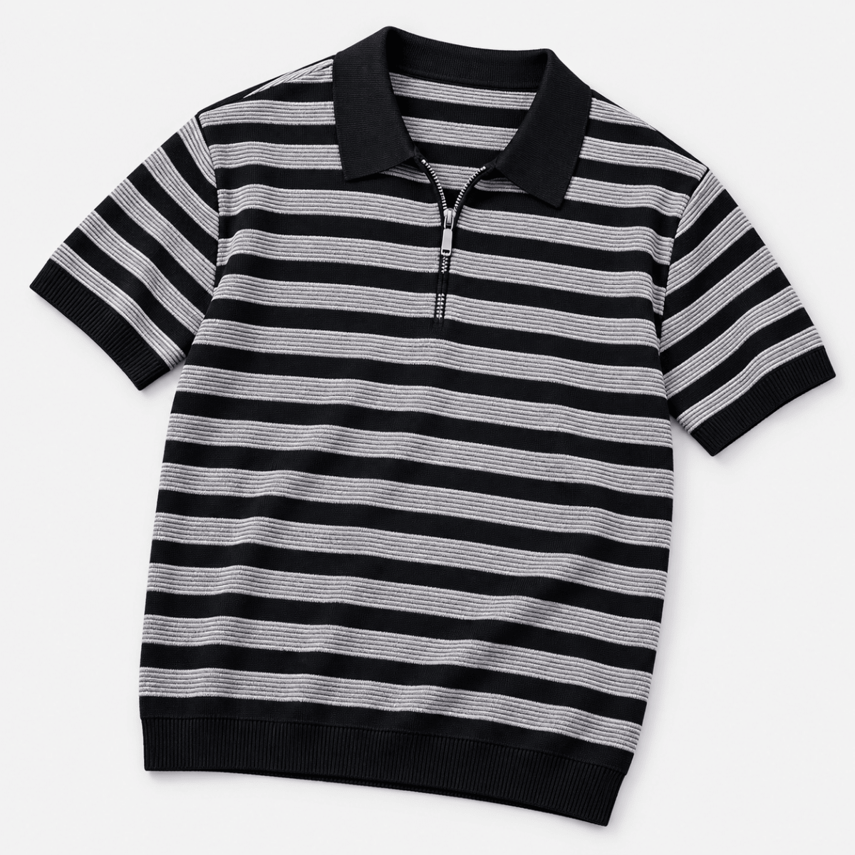 Leo spring knitted polo shirt - AntoniosClothing - Black