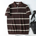 Leo striped casual polo t-shirt with zipper - Antonios