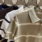 Leo striped casual polo t-shirt with zipper - Antonios