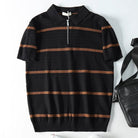 Leo striped casual polo t-shirt with zipper - Antonios