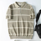 Leo striped casual polo t-shirt with zipper - Antonios