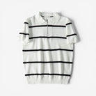 Leo striped casual polo t-shirt with zipper - Antonios