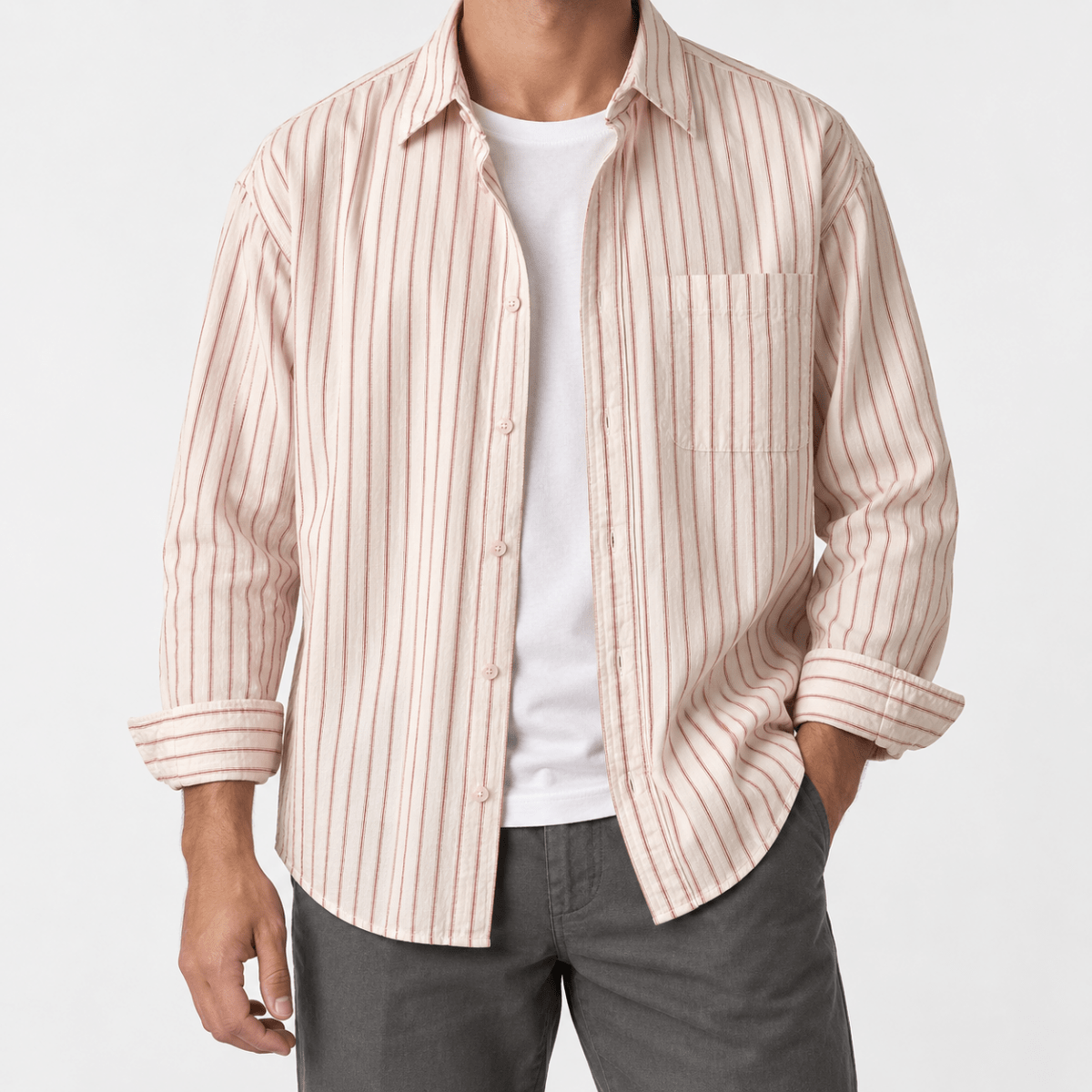 Leo striped long-sleeve shirt - AntoniosClothing - Red