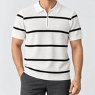 Leo striped zip polo shirt - AntoniosClothing - White