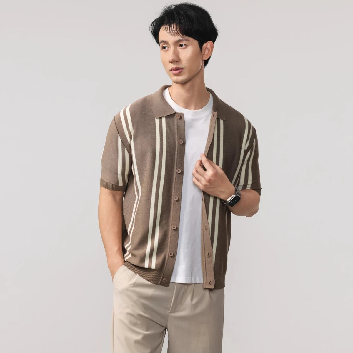 Leo summer overshirt with stripe design - Antonios