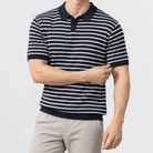 Leo summer striped polo shirt - AntoniosClothing - Navy blue