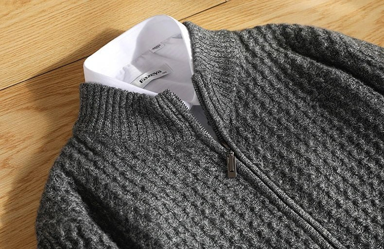 Leo zipper collar 100% merino wool cargian - Antonios