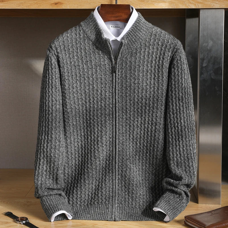 Leo zipper collar 100% merino wool cargian - Antonios