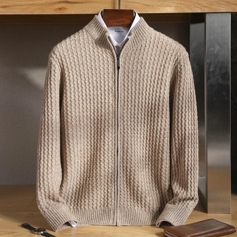 Leo zipper collar 100% merino wool cargian - Antonios