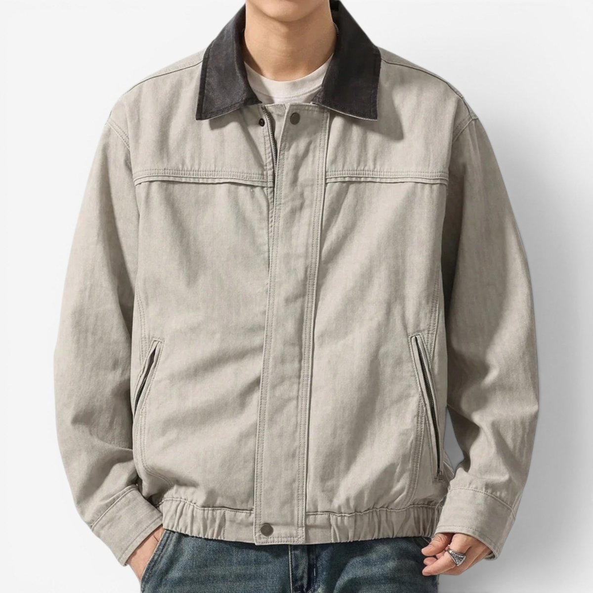 Leonardo american washed cotton jacket - AntoniosClothing - White gray