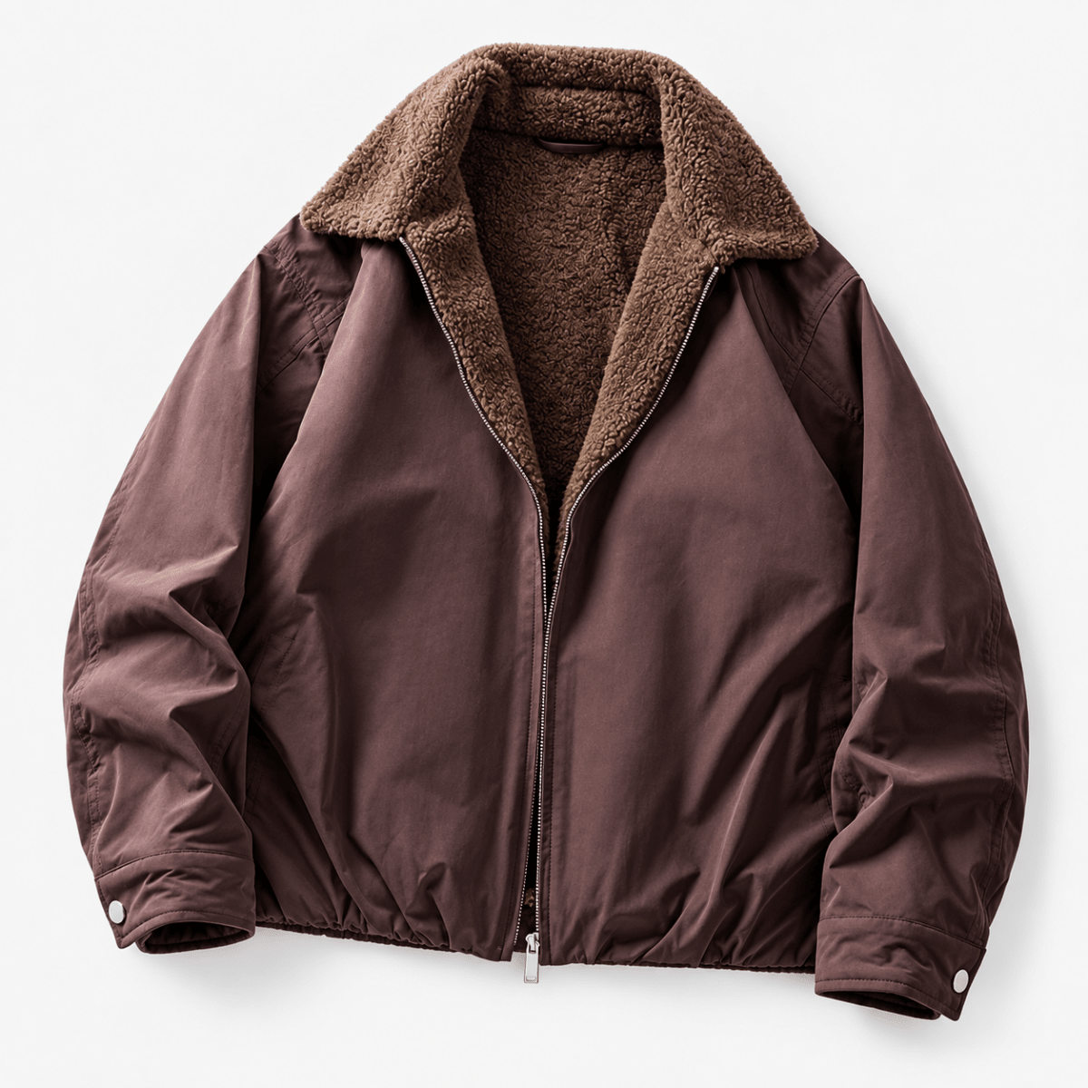 Leonardo casual jacket with flannel collar - AntoniosClothing - Wine red