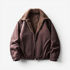 Leonardo casual jacket with flannel collar - AntoniosClothing - Wine red