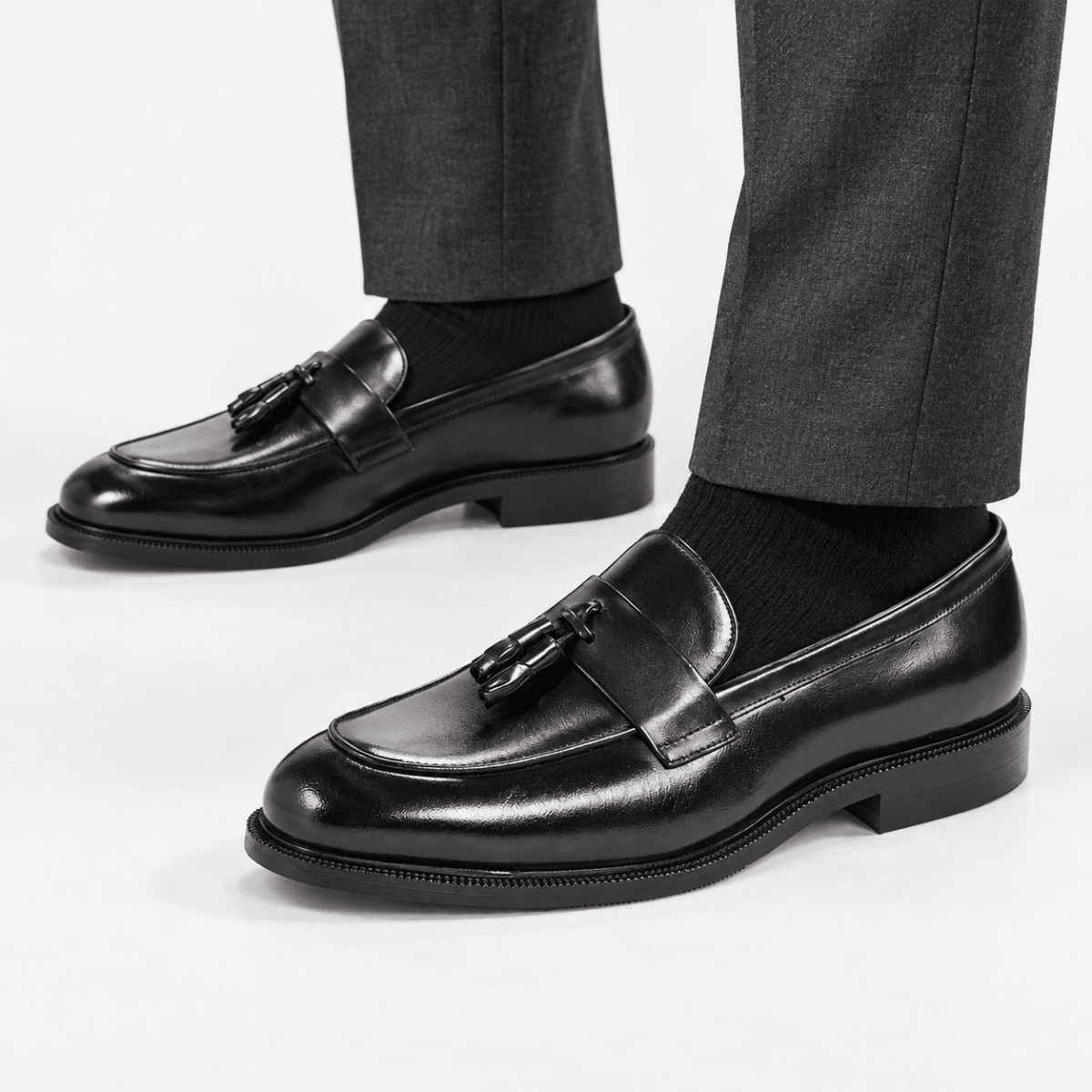 Leonardo classic slip luxury shoes - AntoniosClothing - Black