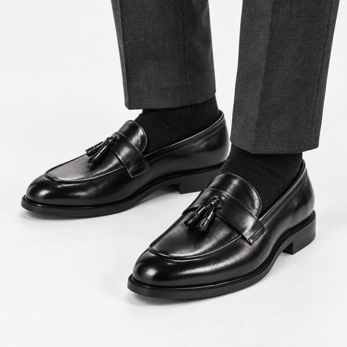 Leonardo classic slip luxury shoes - AntoniosClothing - Black