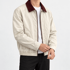 Leonardo cotton jacket with high-contrast collar - AntoniosClothing - Beige