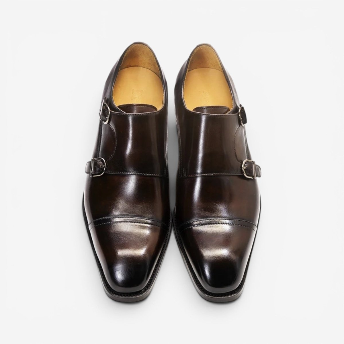 Leonardo double buckle leather shoes - AntoniosClothing - Dark-Brown
