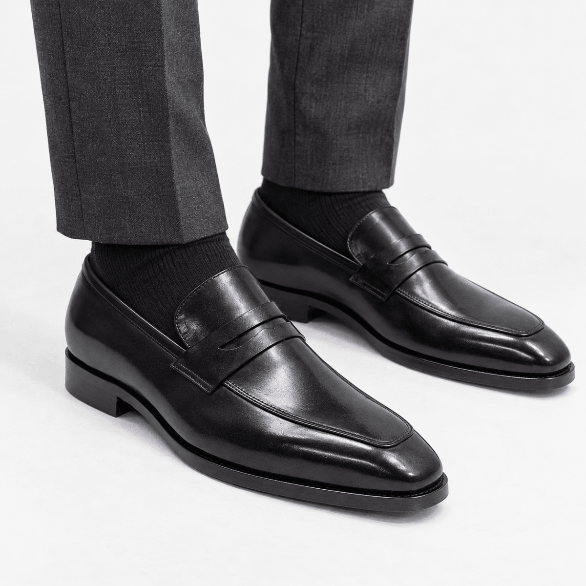 Leonardo formal office loafers - AntoniosClothing - Black