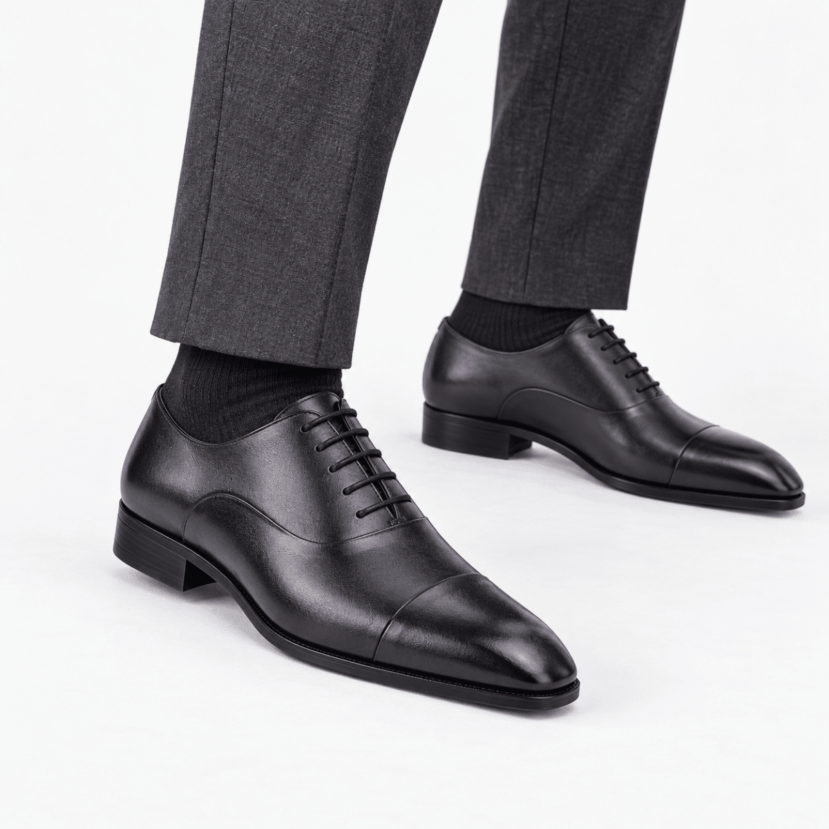 Leonardo gentleman oxford genuine leather shoes - AntoniosClothing - Dark grey
