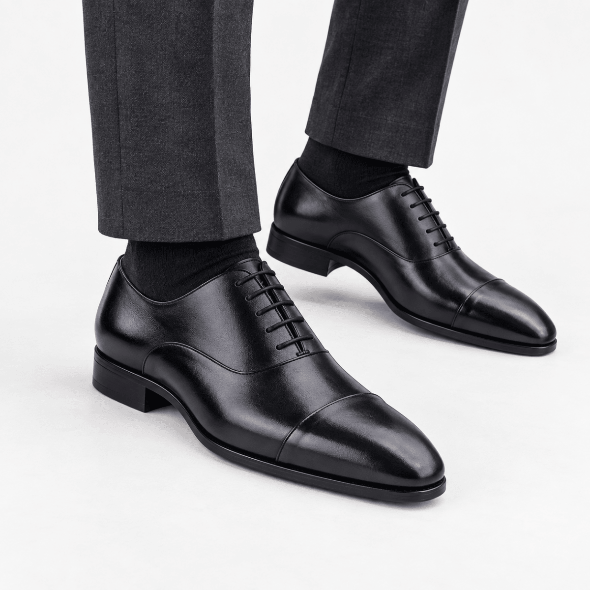 Leonardo gentleman oxford genuine leather shoes - AntoniosClothing - Black