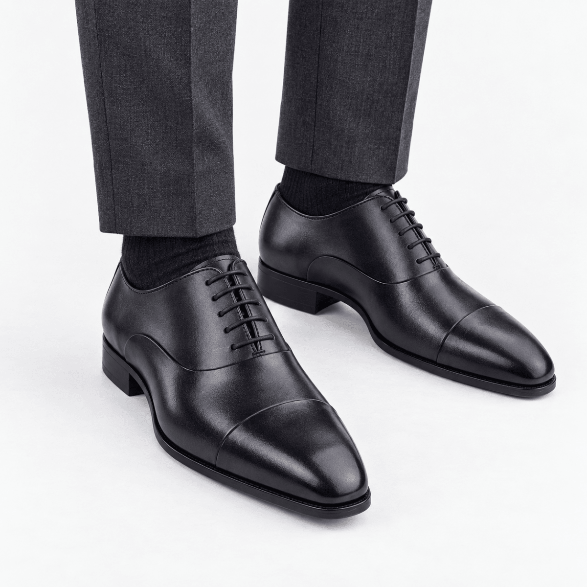 Leonardo gentleman oxford genuine leather shoes - AntoniosClothing - Dark grey