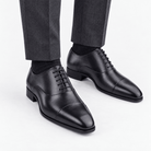 Leonardo gentleman oxford genuine leather shoes - AntoniosClothing - Dark grey