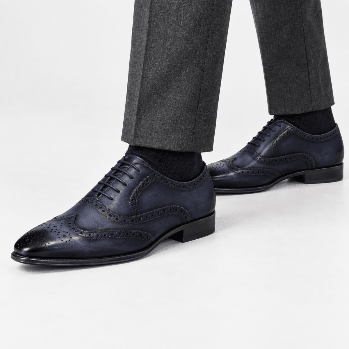 Leonardo genuine leather brogue shoes - AntoniosClothing - Gray