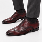 Leonardo genuine leather brogue shoes - AntoniosClothing - Wine red