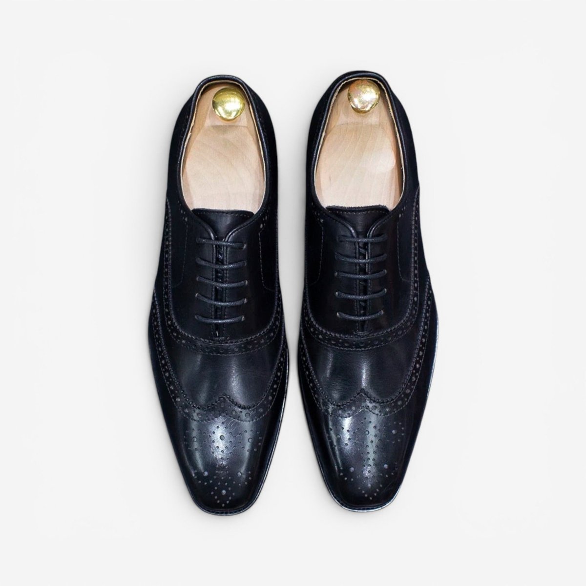 Leonardo genuine leather brogue shoes - AntoniosClothing - Black