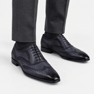 Leonardo genuine leather brogue shoes - AntoniosClothing - Gray