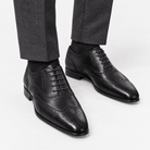 Leonardo genuine leather brogue shoes - AntoniosClothing - Black