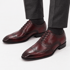 Leonardo genuine leather brogue shoes - AntoniosClothing - Wine red