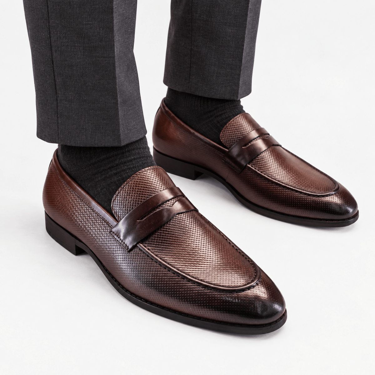 Leonardo genuine leather penny loafers - AntoniosClothing - Coffee