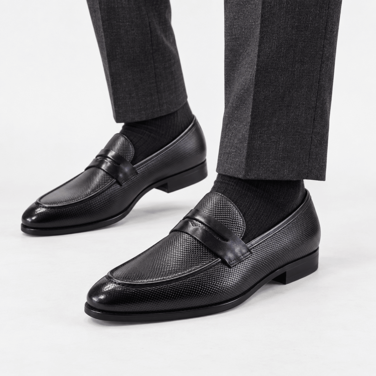 Leonardo genuine leather penny loafers - AntoniosClothing - Black