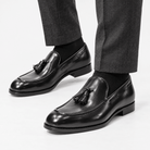 Leonardo italian style tassel loafers - AntoniosClothing - Black