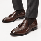 Leonardo italian style tassel loafers - AntoniosClothing - Brown