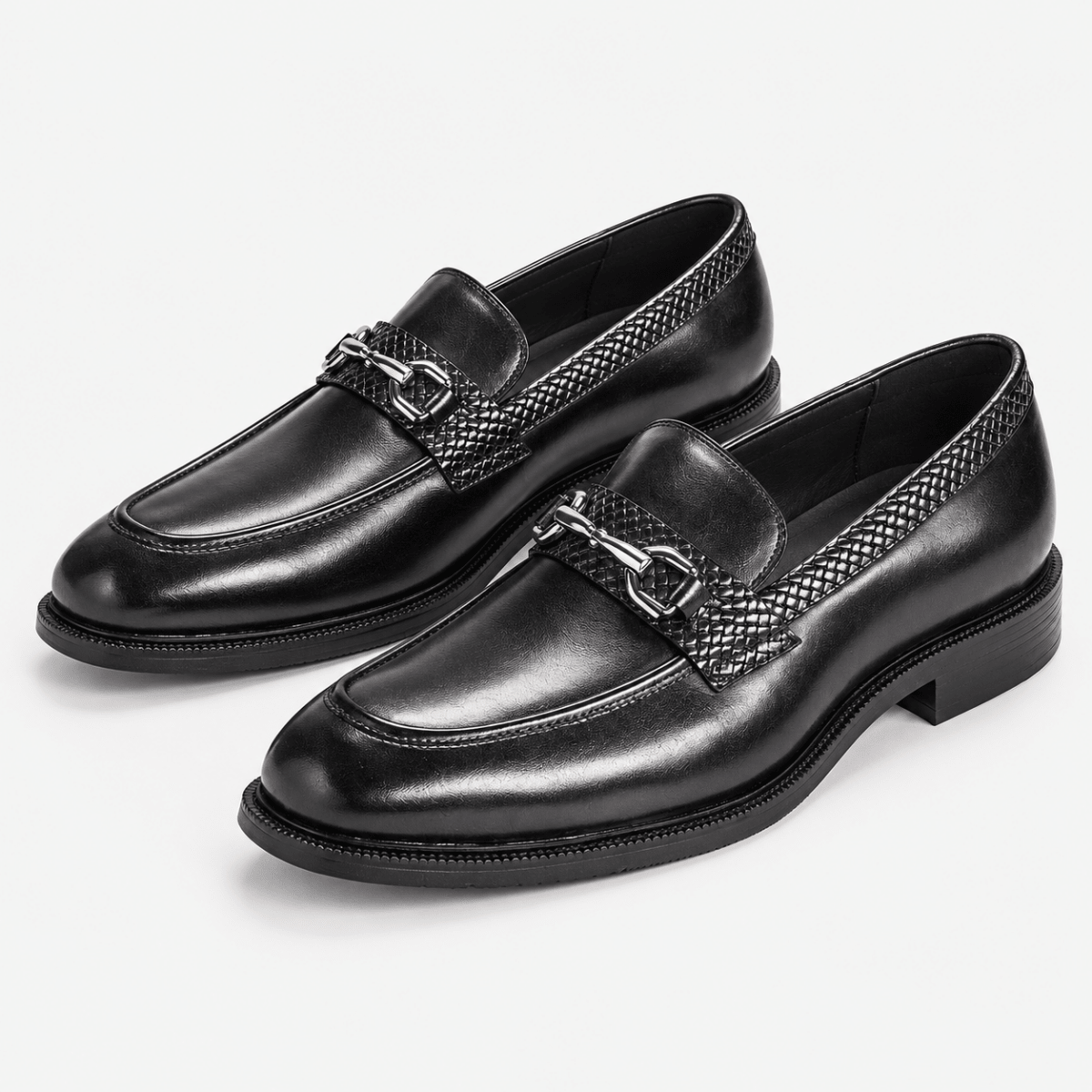 Leonardo metal buckles business loafers - AntoniosClothing - Black