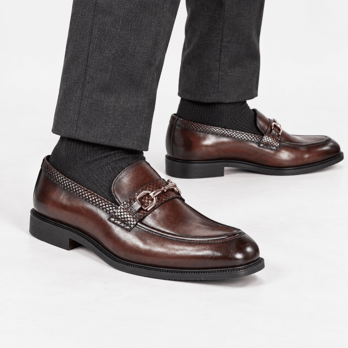 Leonardo metal buckles business loafers - AntoniosClothing - Brown