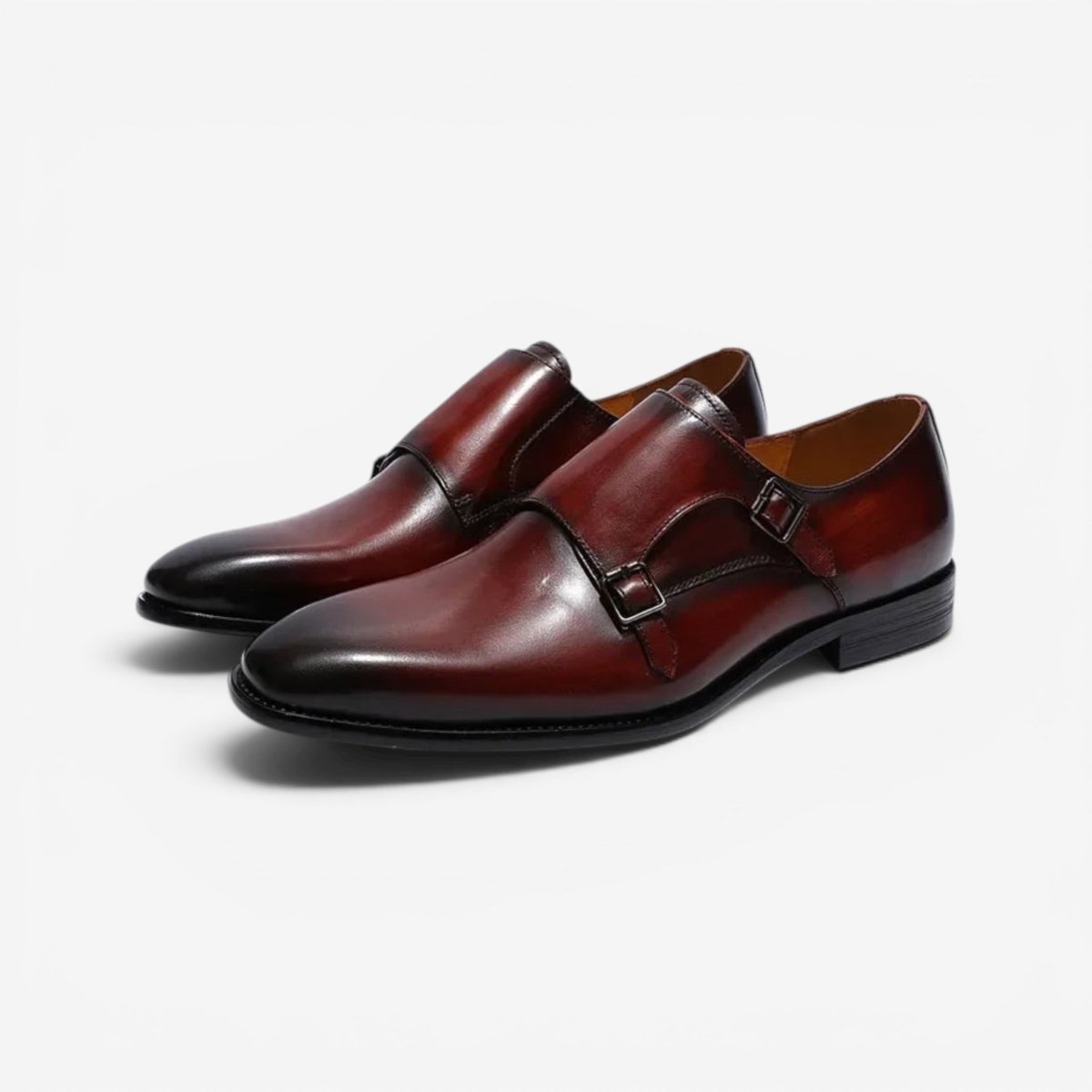 Leonardo monk-strap leather shoes - AntoniosClothing - Black