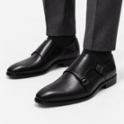 Leonardo monk-strap leather shoes - AntoniosClothing - Black