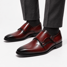 Leonardo monk-strap leather shoes - AntoniosClothing - Burgundy