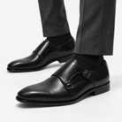 Leonardo monk-strap leather shoes - AntoniosClothing - Black