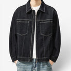 Leonardo navy blue cotton classic jacket - AntoniosClothing - Black blue