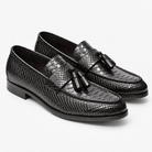Leonardo premium pattern leather loafers - AntoniosClothing - Black