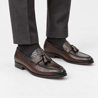 Leonardo premium pattern leather loafers - AntoniosClothing - Dark brown