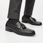 Leonardo premium pattern leather loafers - AntoniosClothing - Black