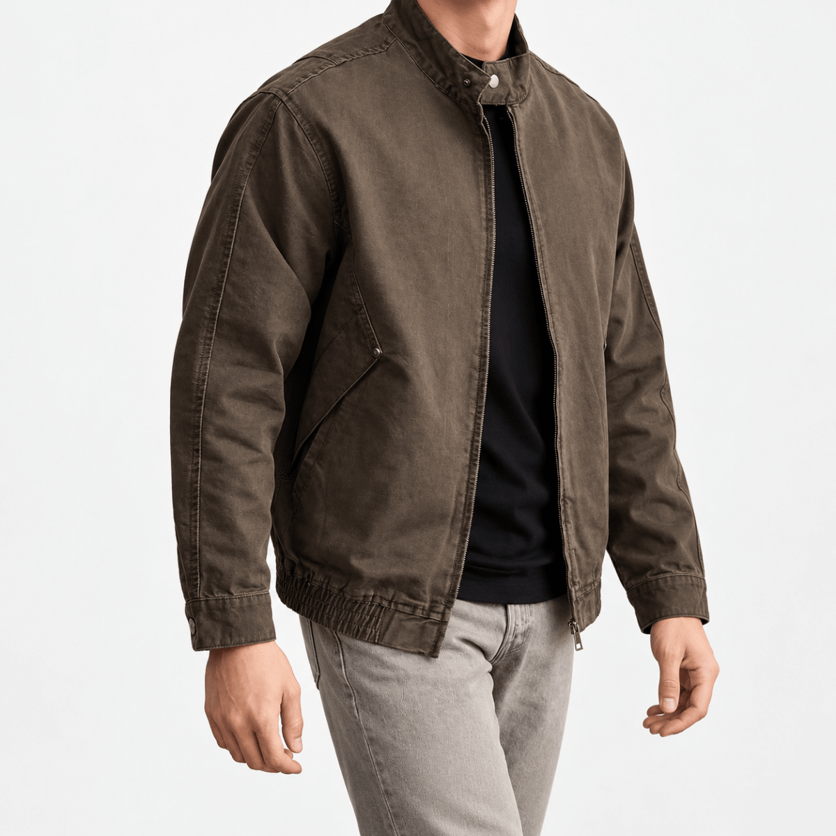 Leonardo spring washed cotton jacket - AntoniosClothing - Brown