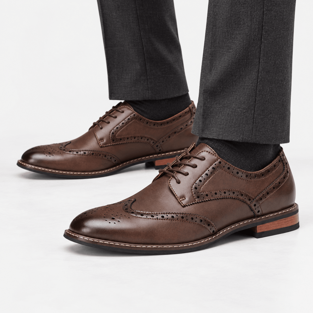 Leonardo stylish brogue elegant shoes - AntoniosClothing - Dark brown
