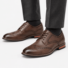 Leonardo stylish brogue elegant shoes - AntoniosClothing - Dark brown