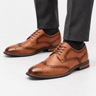 Leonardo stylish brogue elegant shoes - AntoniosClothing - Brown