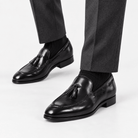 Leonardo tassel genuine leather loafers - AntoniosClothing - Black
